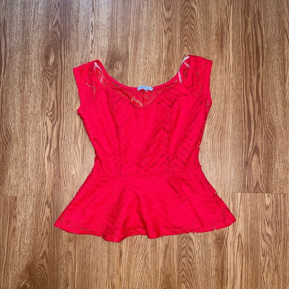 Charlotte Russe Vibrant Red Lace Blouse